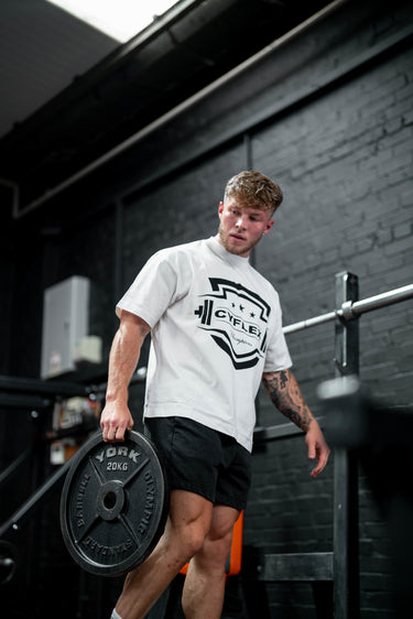 Oversized T shirt gym bodybuilding pump cover mens cotton