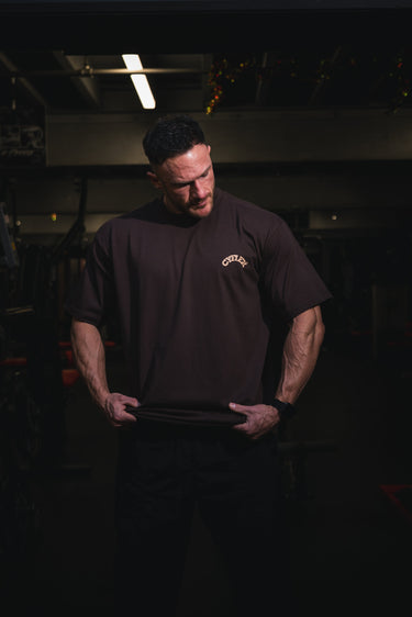 ICONIC OVERSIZED GYM T SHIRT - BROWN / BEIGE